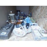 Quantity of Empire crockery, a corkscrew, fishing scales, lighters, onyx cigarette box and