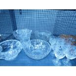 Cage containing a quantity of crystal to include vases, bowls, sherry glasses and dish