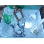Glass ball, photo frame, ornamental bells and candle stick