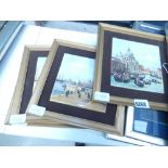 Four framed tiles with Canaletto Venetian prints