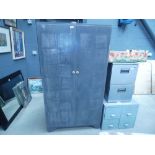 A Rowley grey painted double door wardrobe