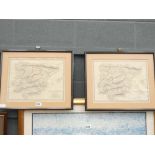 Pair of framed and glazed maps of Ancient Spain and Portugal