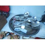 5629 - A silver plated tray, plus loose cutlery