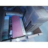 Two boxes containing encyclopedia and reference books