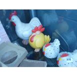 4 ornamental painted chickens