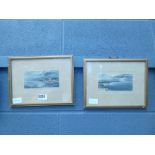 A pair of framed and glazed watercoloursby C. Russell titled ''Kingsgate Castle & Reculver