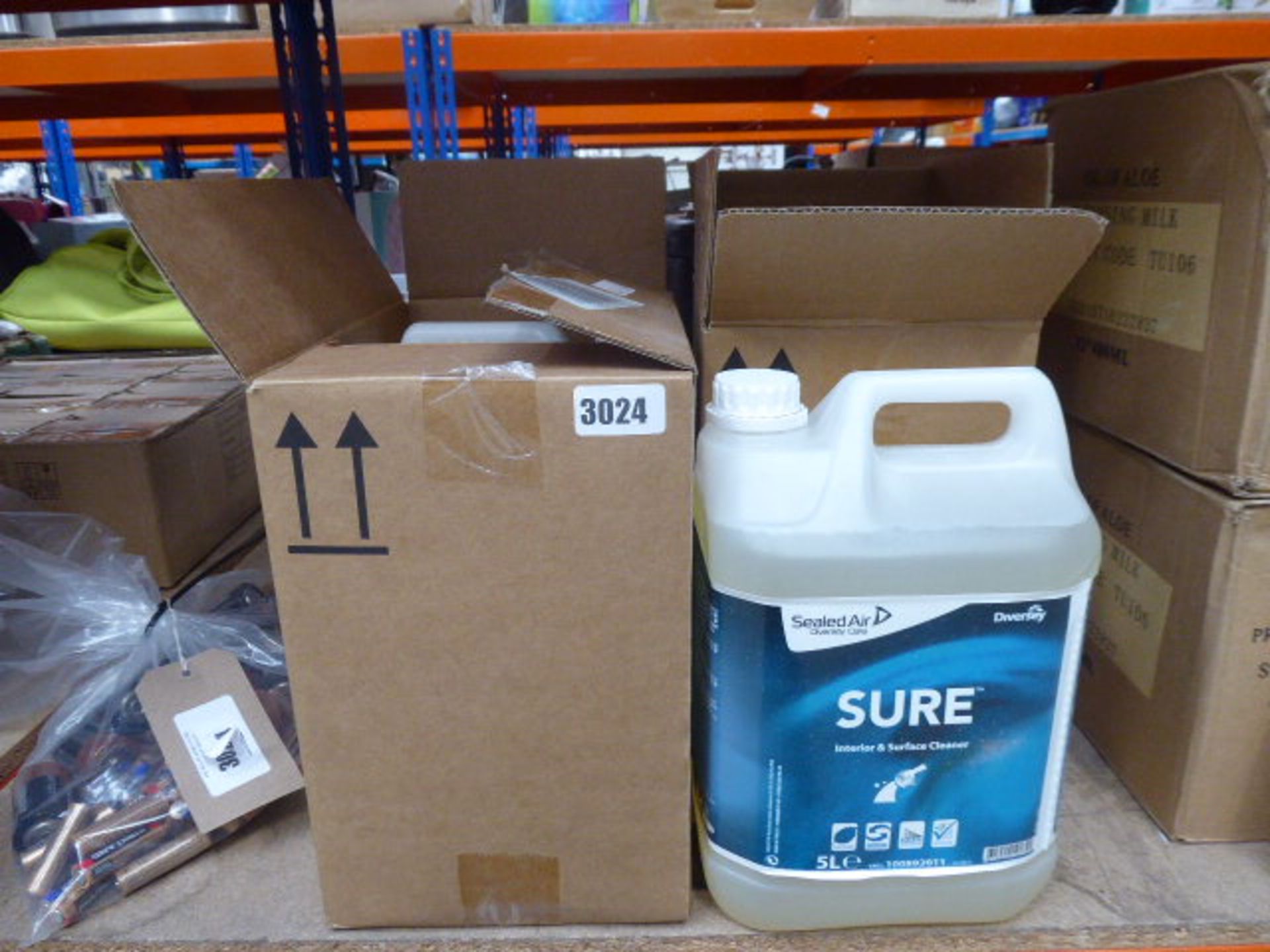 2 boxes containing 4 tubs of Interion surface cleaner