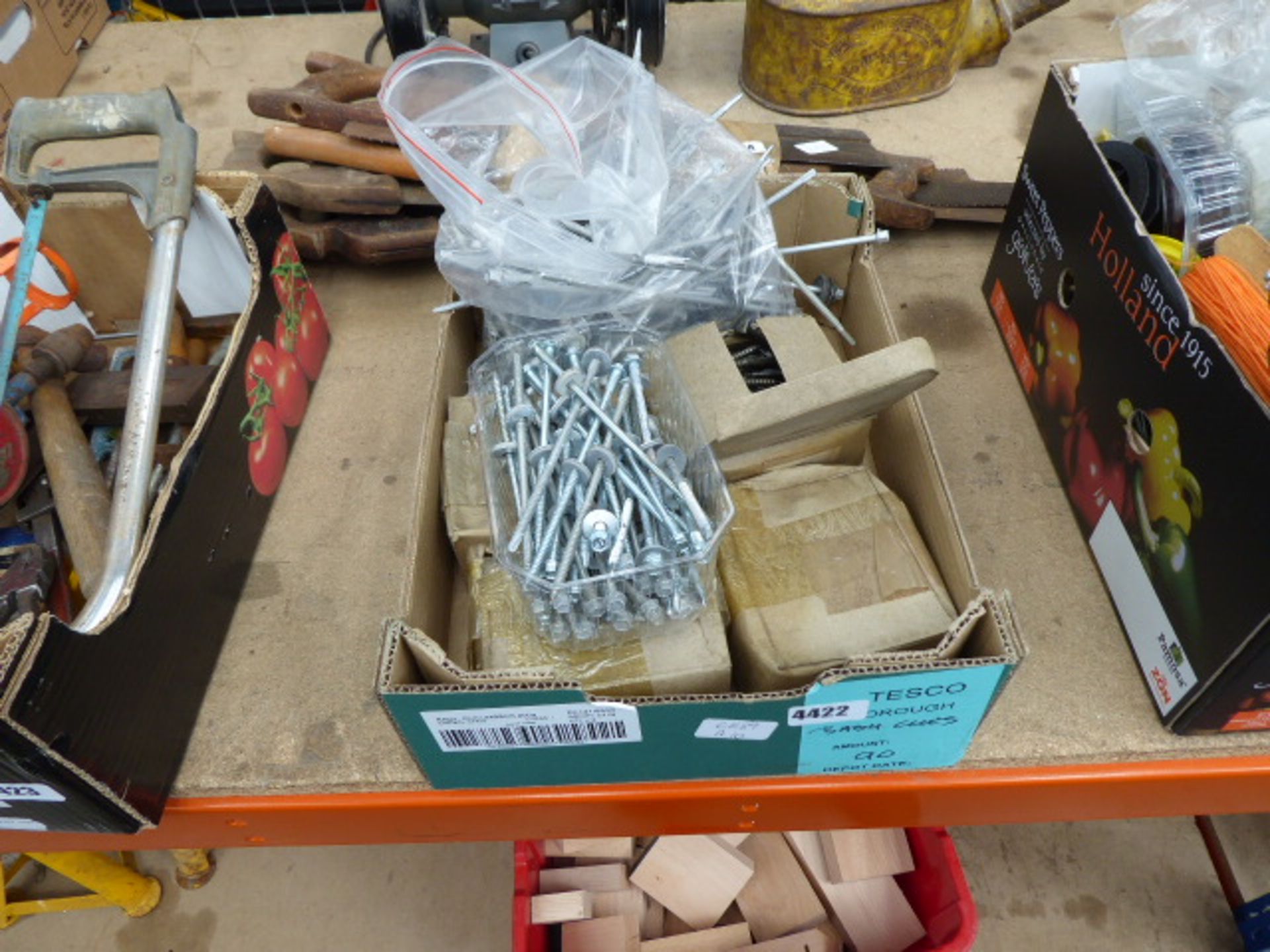 Box of roof bolts and screws