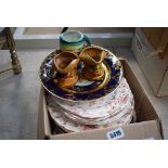 5534 Box containing character jugs and china dinner plates