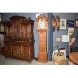 Light oak cased grandfather clock with inscribed face of Cha Cha & Brookes of Stamford'