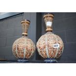 Pair of Victorian bacchus patterned vases