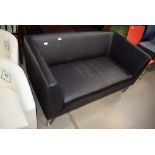 Black leatherette 2 seater sofa on chrome legs