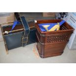 Waste paper bin plus a Danish magazine rack containing Masonic aprons (Millwall Lodge)