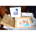 Box of assorted picture frames and pictures