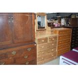 Stripped pine dressing table of 2 over 3 drawers