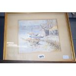 5078 - Framed and glazed watercolour of harbour scene