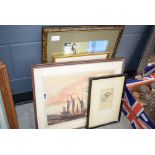 Quantity of prints and watercolours of a nautical and highland nature