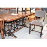 Oak refectory table plus 4 carved chairs