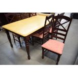 5245 Pine table with brown painted base and 6 matching chairs