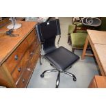 Leather effect swivel office chair in black on chrome base