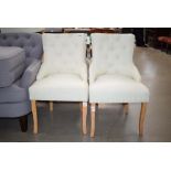5 cream button backed dining chairs on beech frames
