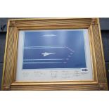 Framed and glazed photographic print- the QE2 Concorde and Red Arrows