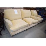 Multiyork brown fabric 2 seater sofa with a matching armchair