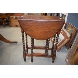 Oak barley-twist dropside table