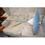 5196 MC 241 A 1950's outdoor lamp, the turquoise enamelled shade on a matching shaft, in the