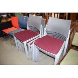 10 Broadstoke stacking chairs in grey and burgundy