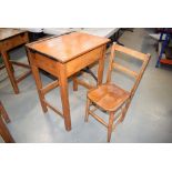 Oak child's school desk with an elm seated chair