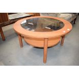 Circular two-tier coffee table with glazed insert