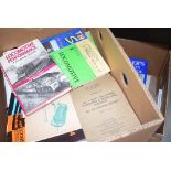 2 boxes containing steam train related books