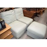 5169 Pair of mint green leather effect seats plus a matching footstool