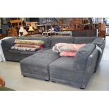 Modular charcoal fabric corner suite in 6 sections to include a footstool