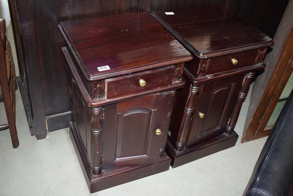 Pair of dark wood bedside cabinets