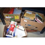 5 boxes containing steam train related books plus photographic prints of Bedfordshire villages