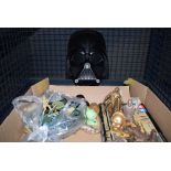 Cage containing Darth Vader mask plus Star Wars and other figures
