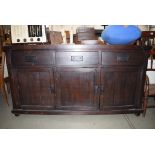 Pine dark wood stained 3 over 3 drawers sideboard