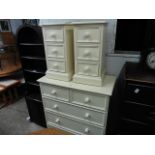 Cream finish chest of 2 over 3 drawers with pair of matching 3 drawer bedside units