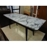 Marble effect top mid century coffee table