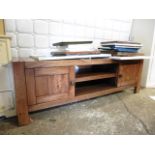 Hardwood contemporary coffee table with storage below