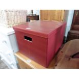 Red faux leather storage box