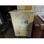 Cream painted 3 drawer bedside unit