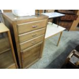 Teak cabinet with 3 drawers over