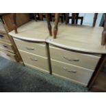 Pair of contemporary maple effect 2 drawer bedside units