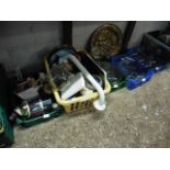 5 various trays of glassware, Christmas ornaments, etc.