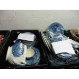 2 crates of blue and white dinner service, tureens, etc.