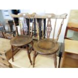 Pair of button seat spindle back chairs