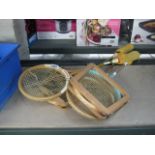 4 various squash rackets